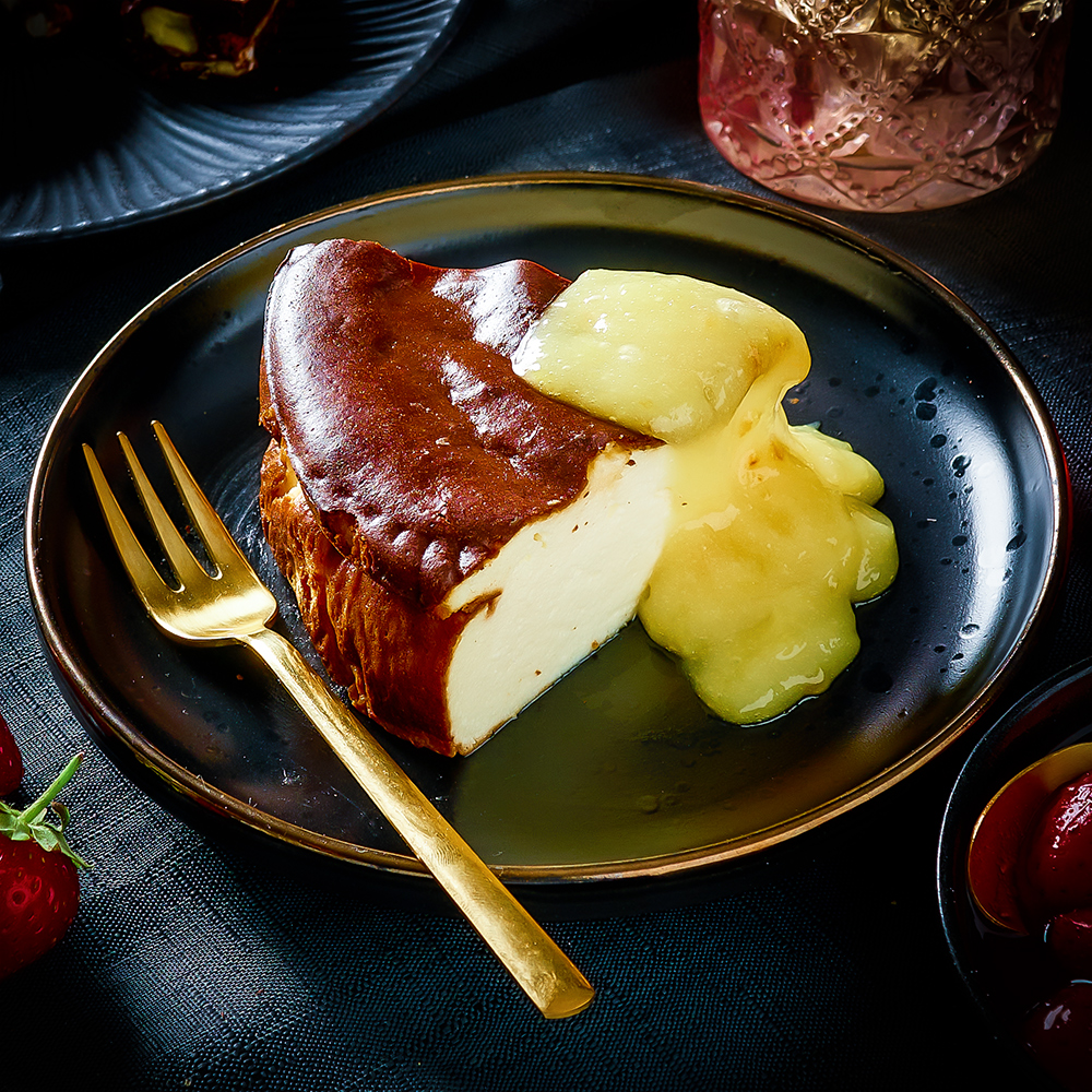 Baked Basque Cheesecake, Bitter Orange & Lemon Curd Tapas Fusion Delivery