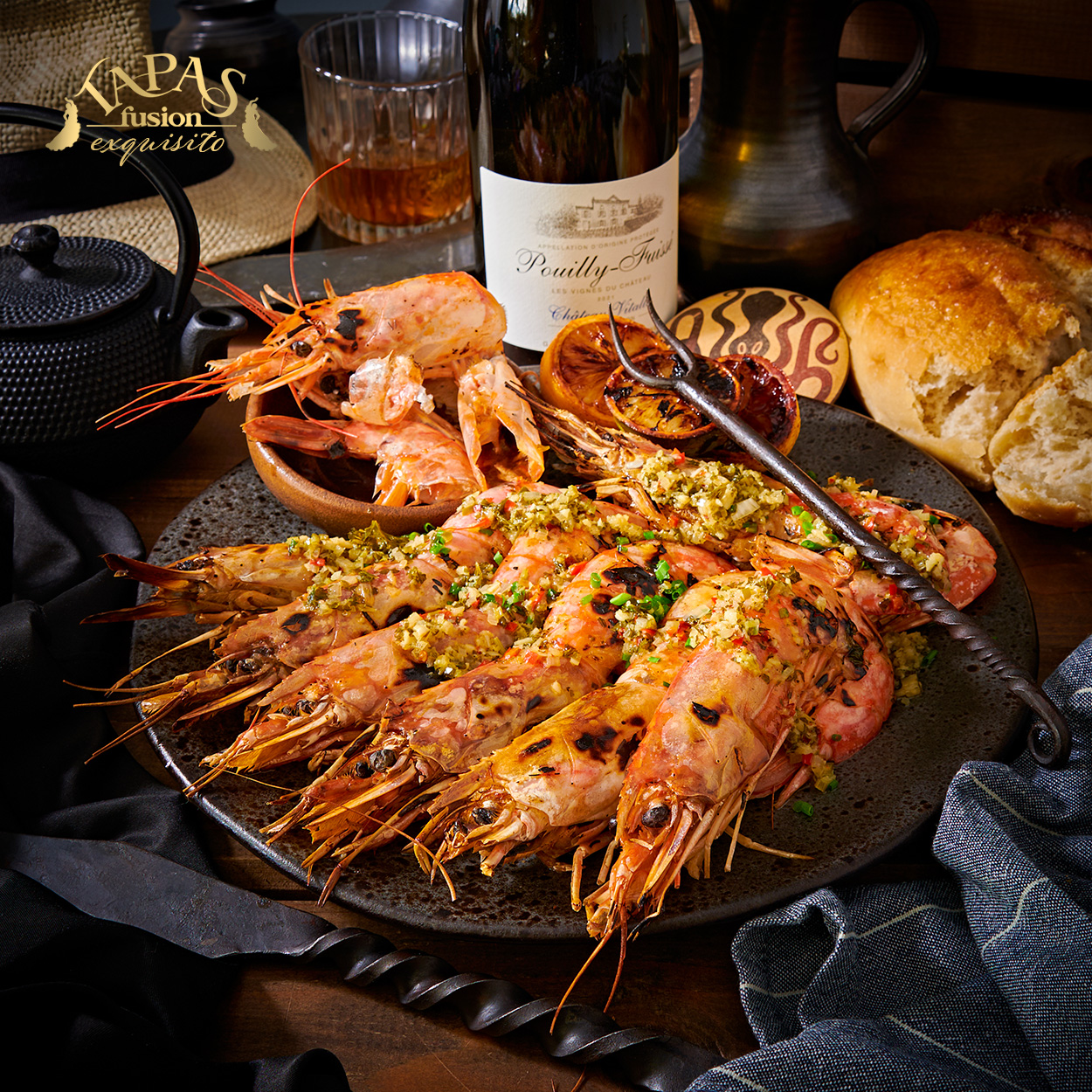 Chargrilled Argentinian Red Prawns, Garlic & Chilli Butter